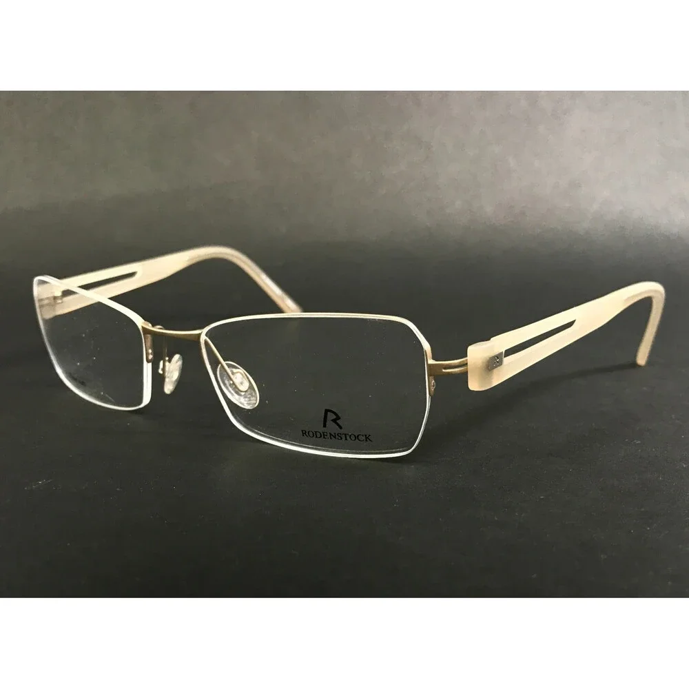 Rodenstock Eyeglasses Frames R4890 C Matte Gold Nude Rimless Rectangle 52-17-135